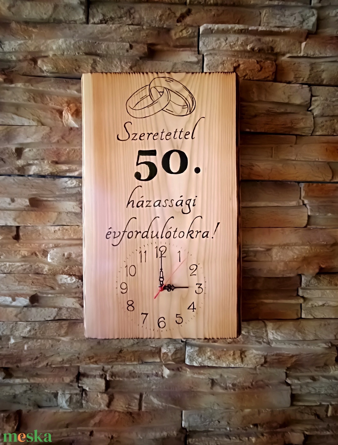 Fa falióra 50. házassági évforduló alkalmából  - otthon & életmód - dekoráció - fali és függő dekoráció - falióra & óra - Meska.hu
