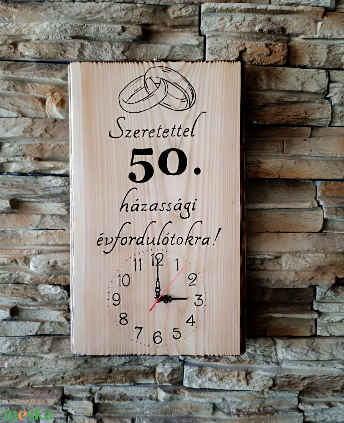 Fa falióra 50. házassági évforduló alkalmából  - otthon & életmód - dekoráció - fali és függő dekoráció - falióra & óra - Meska.hu