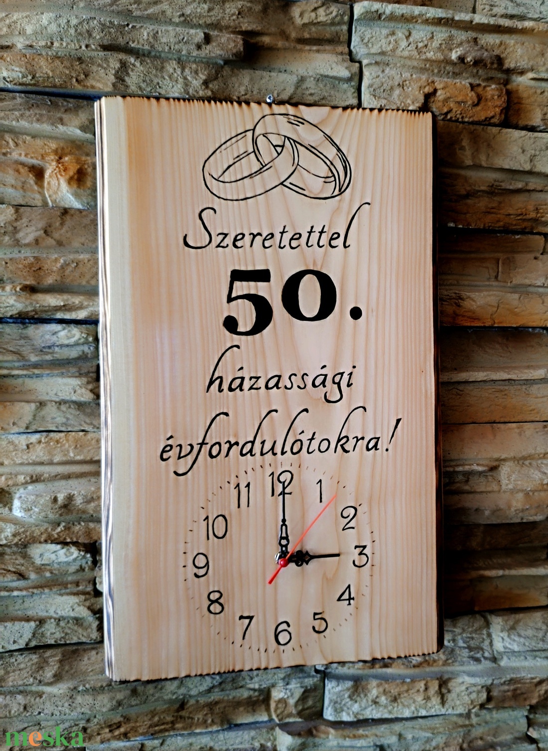Fa falióra 50. házassági évforduló alkalmából  - otthon & életmód - dekoráció - fali és függő dekoráció - falióra & óra - Meska.hu