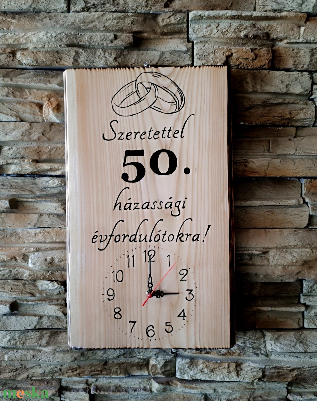 Fa falióra 50. házassági évforduló alkalmából  - otthon & életmód - dekoráció - fali és függő dekoráció - falióra & óra - Meska.hu