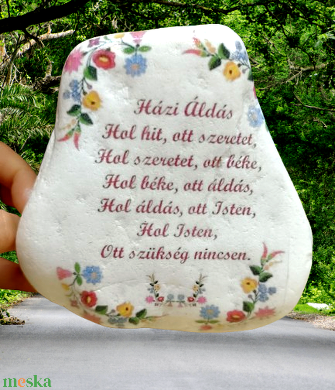 Házi áldás fehér díszkő - otthon & életmód - vallás - házi áldás - Meska.hu