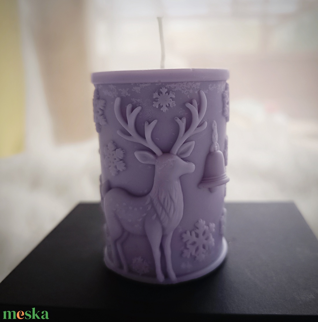 Vanília illatú karácsonyi szarvas mintás gyertya  - karácsony - karácsonyi lakásdekoráció - karácsonyi illatgyertya, mécses - Meska.hu