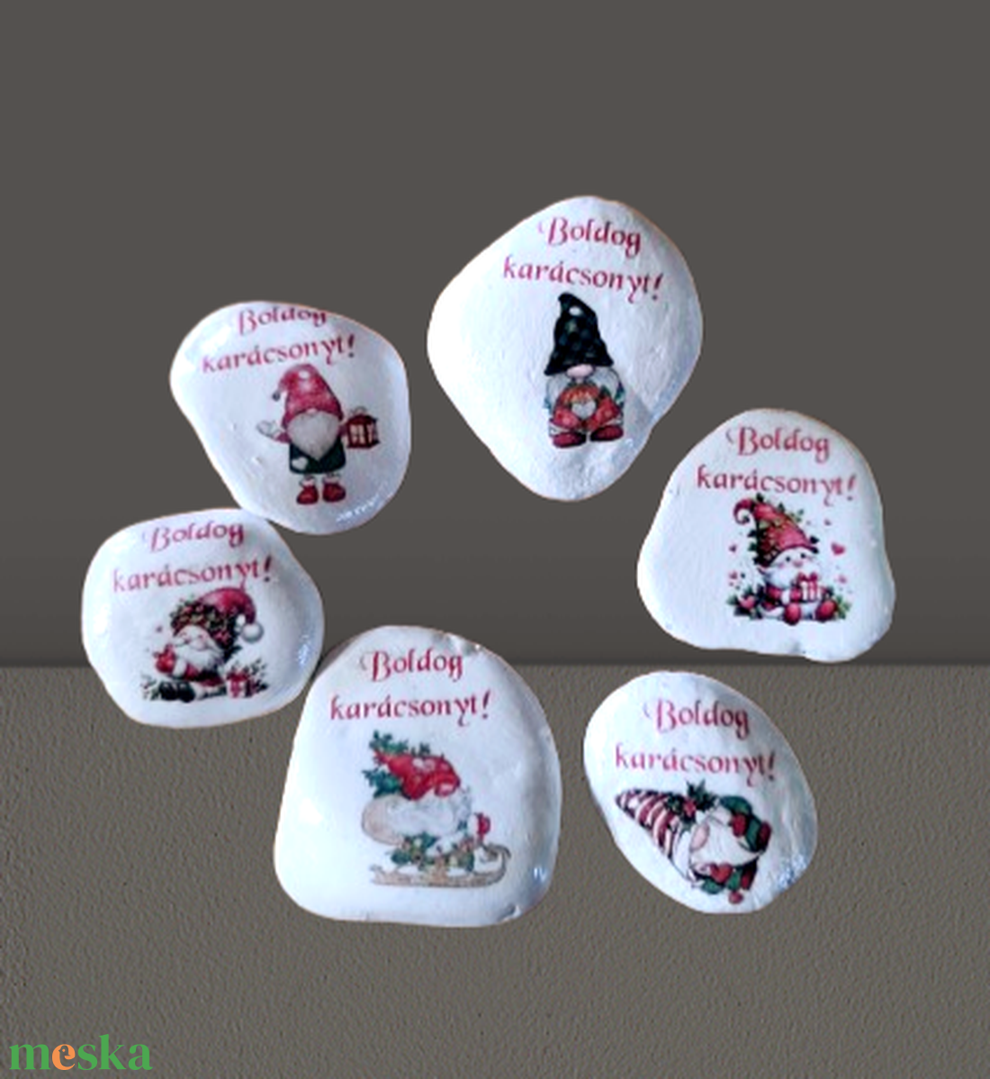 Karácsonyi ajándék kísérő kövek - karácsony - karácsonyi ajándékozás - karácsonyi ajándékcsomagolás - Meska.hu