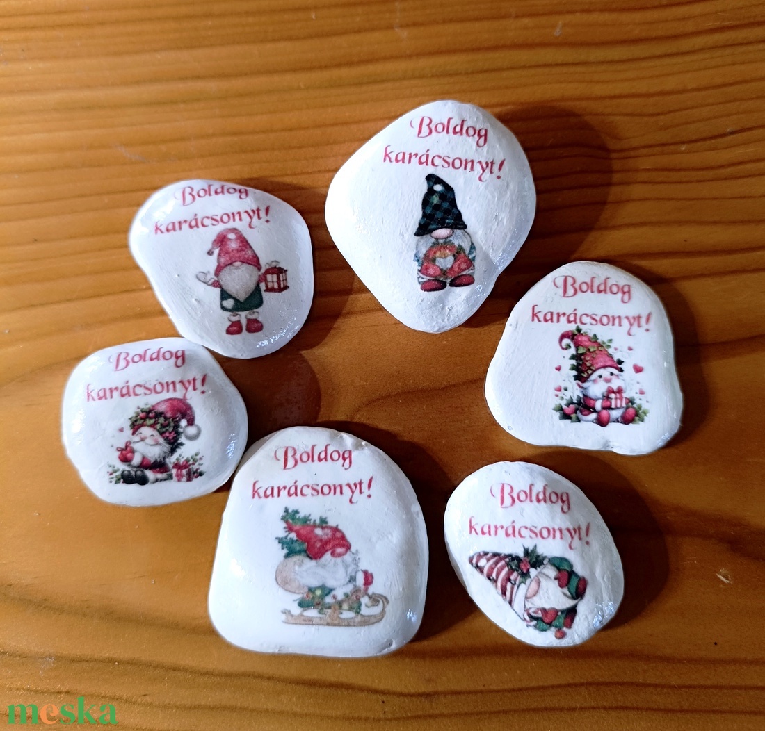 Karácsonyi ajándék kísérő kövek - karácsony - karácsonyi ajándékozás - karácsonyi ajándékcsomagolás - Meska.hu