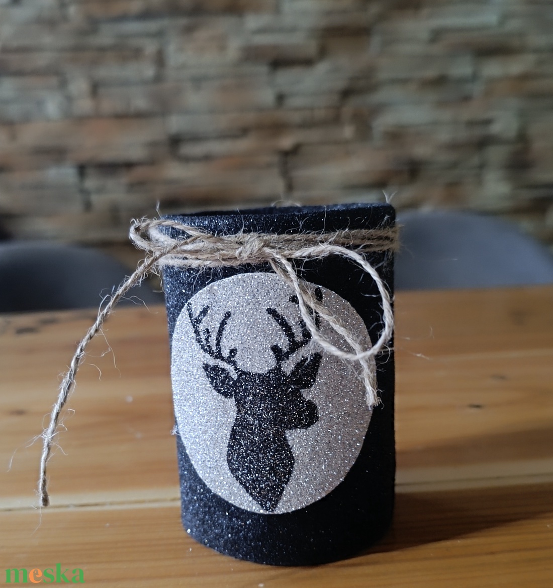 Asztali ceruza tartó szarvas sziluettel díszítve  - otthon & életmód - papír, írószer - tolltartó & ceruzatekercs - Meska.hu