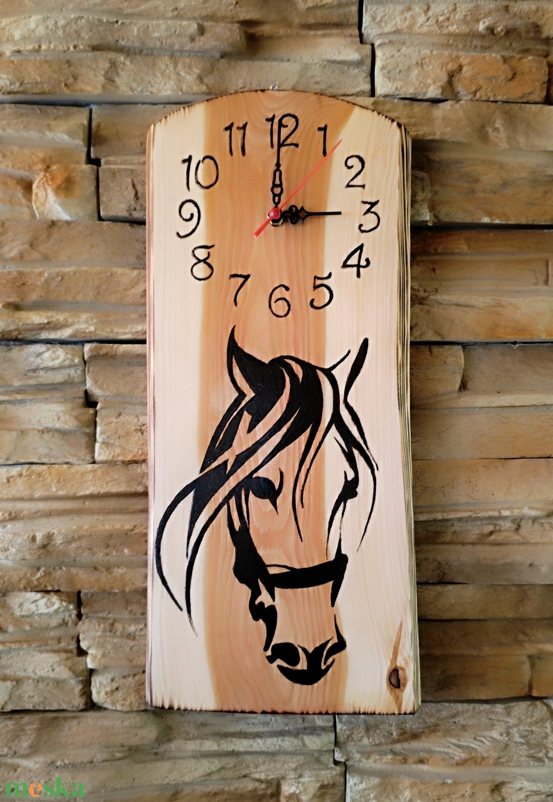 Fából készült nagyméretű lovas falióra  - otthon & életmód - dekoráció - fali és függő dekoráció - falióra & óra - Meska.hu