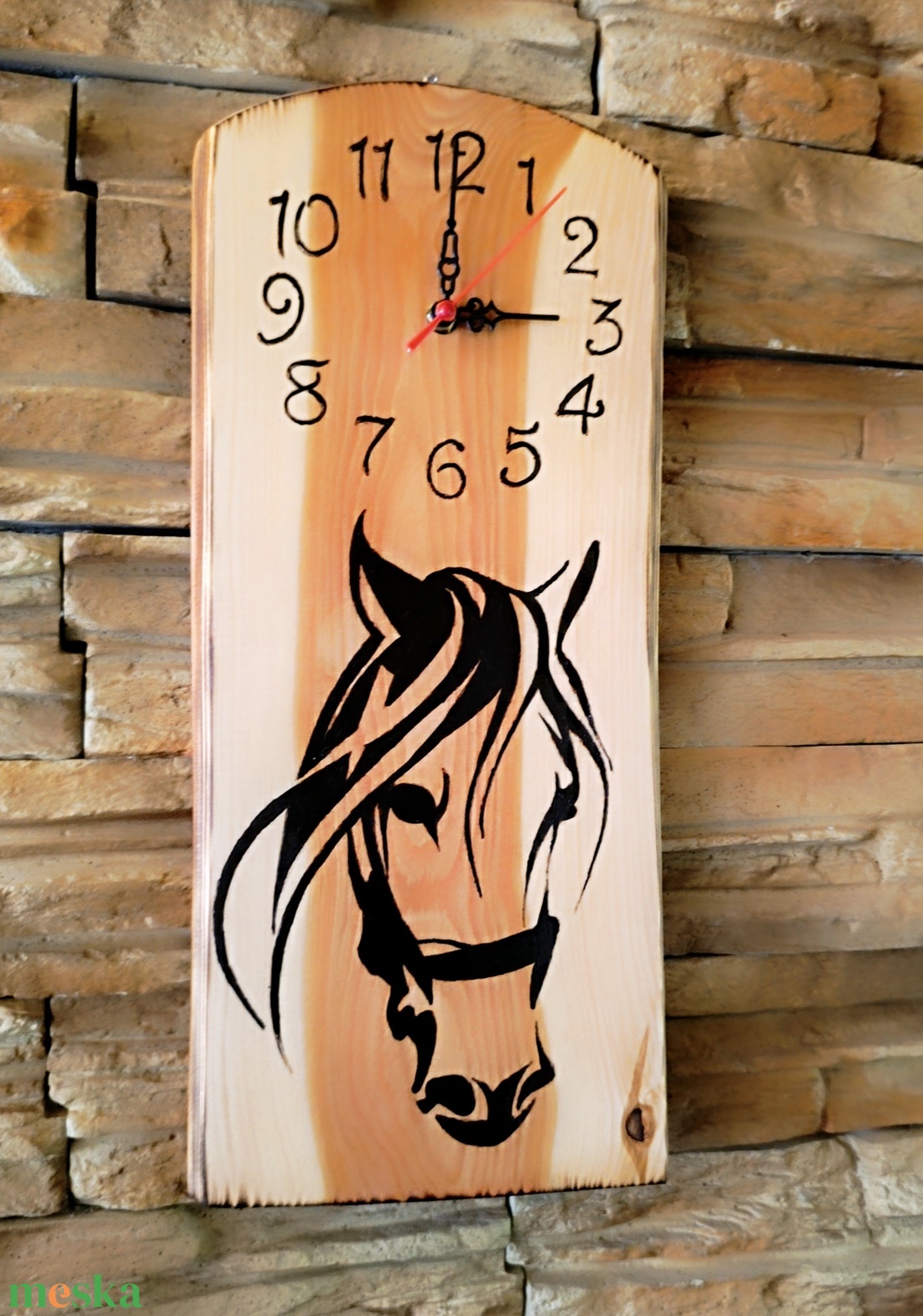 Fából készült nagyméretű lovas falióra  - otthon & életmód - dekoráció - fali és függő dekoráció - falióra & óra - Meska.hu