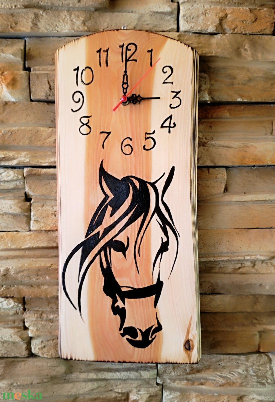 Fából készült nagyméretű lovas falióra  - otthon & életmód - dekoráció - fali és függő dekoráció - falióra & óra - Meska.hu