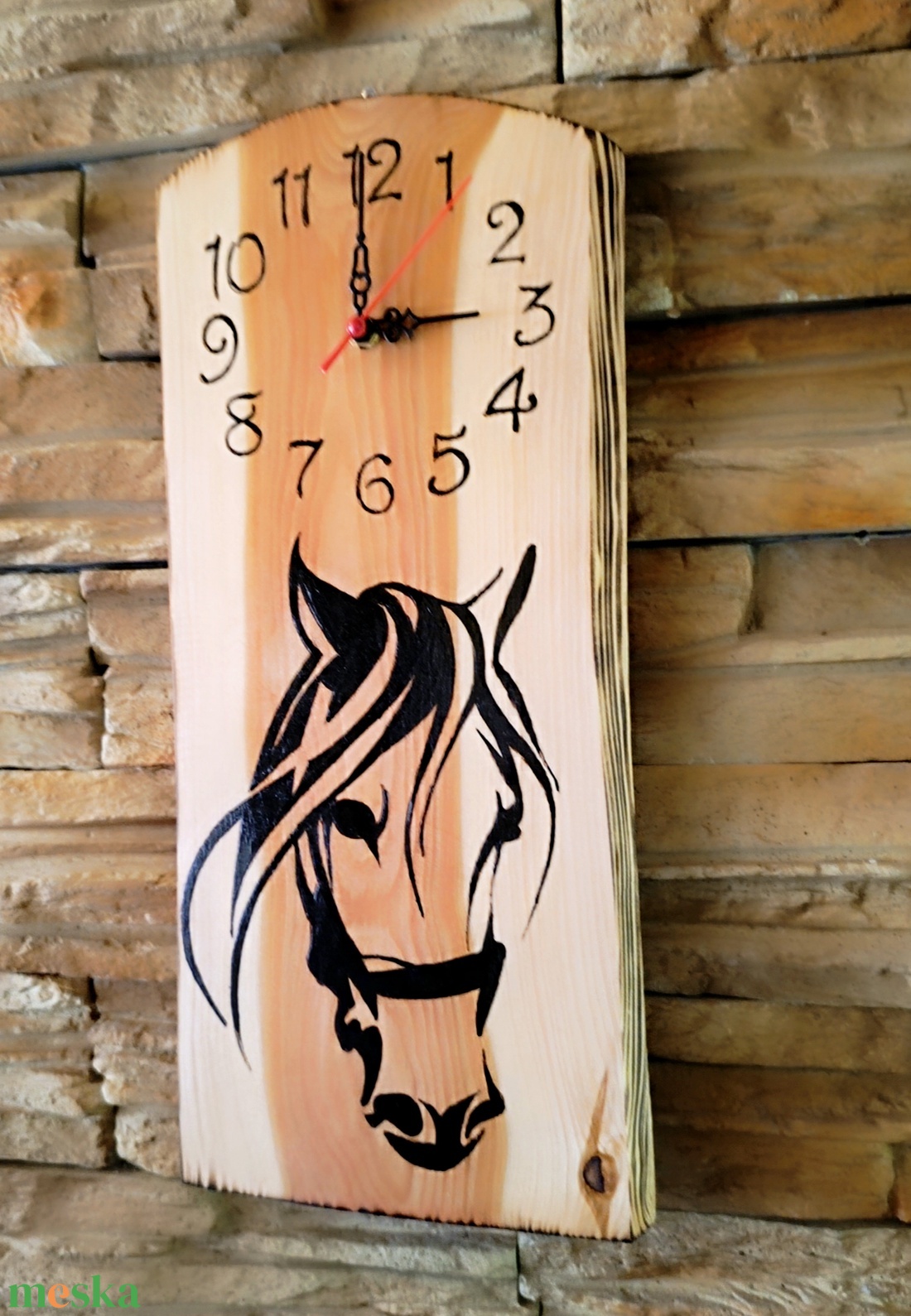 Fából készült nagyméretű lovas falióra  - otthon & életmód - dekoráció - fali és függő dekoráció - falióra & óra - Meska.hu