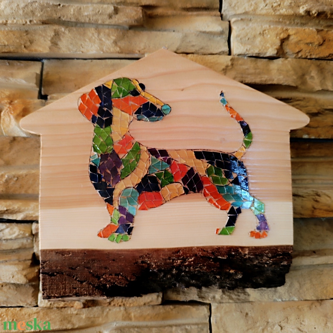 Mozaik falikép tacskó kutyussal  - otthon & életmód - dekoráció - kép & falikép - 3d képek - Meska.hu