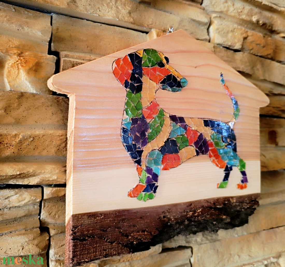 Mozaik falikép tacskó kutyussal  - otthon & életmód - dekoráció - kép & falikép - 3d képek - Meska.hu