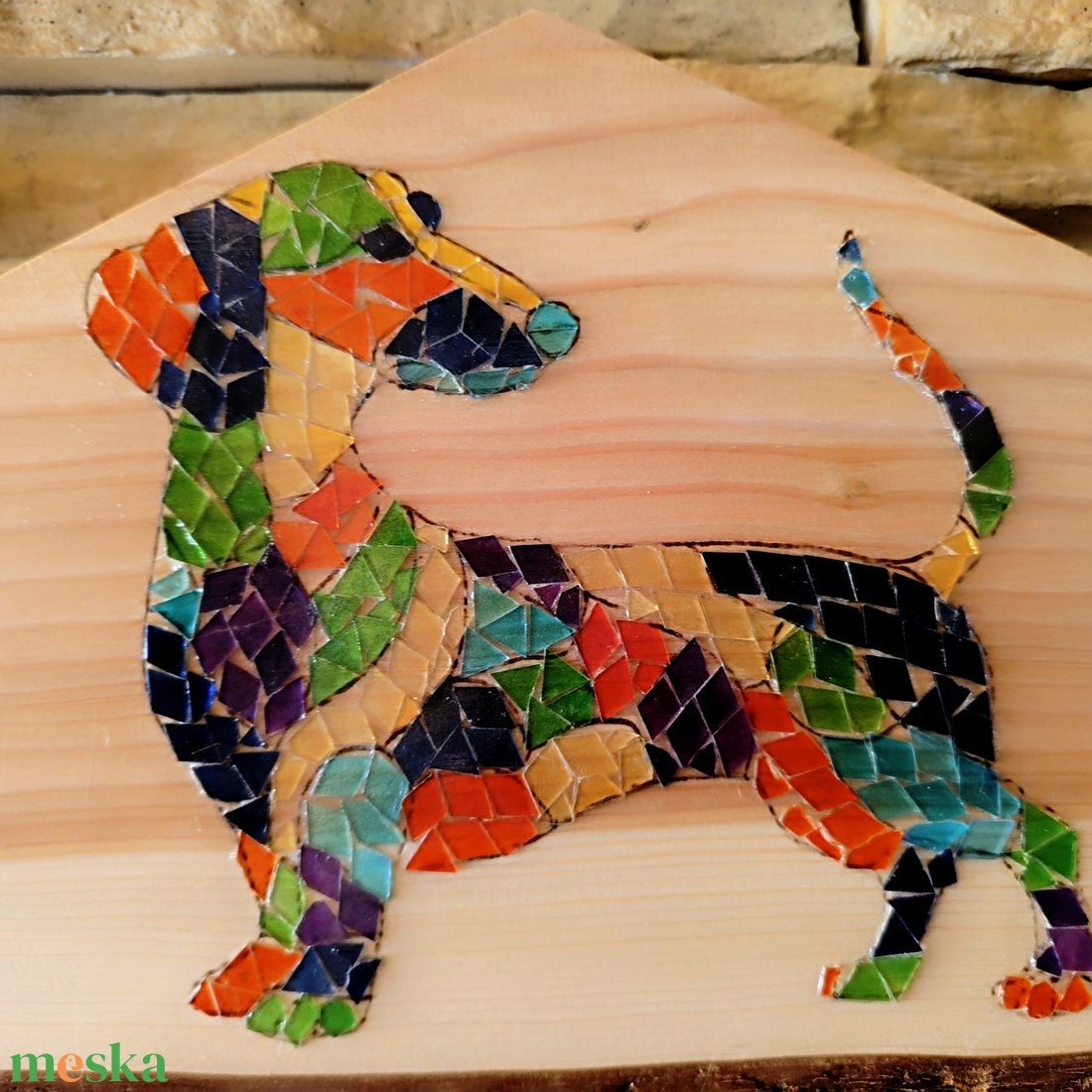 Mozaik falikép tacskó kutyussal  - otthon & életmód - dekoráció - kép & falikép - 3d képek - Meska.hu