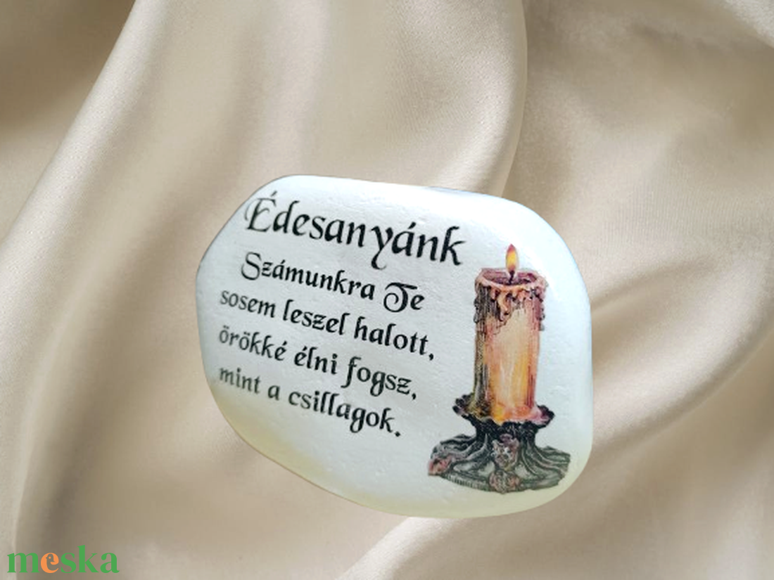 Temetői feliratos díszkő idézettel  - otthon & életmód - vallás - temetkezési tárgy - temetői gyertyák, mécsesek - Meska.hu