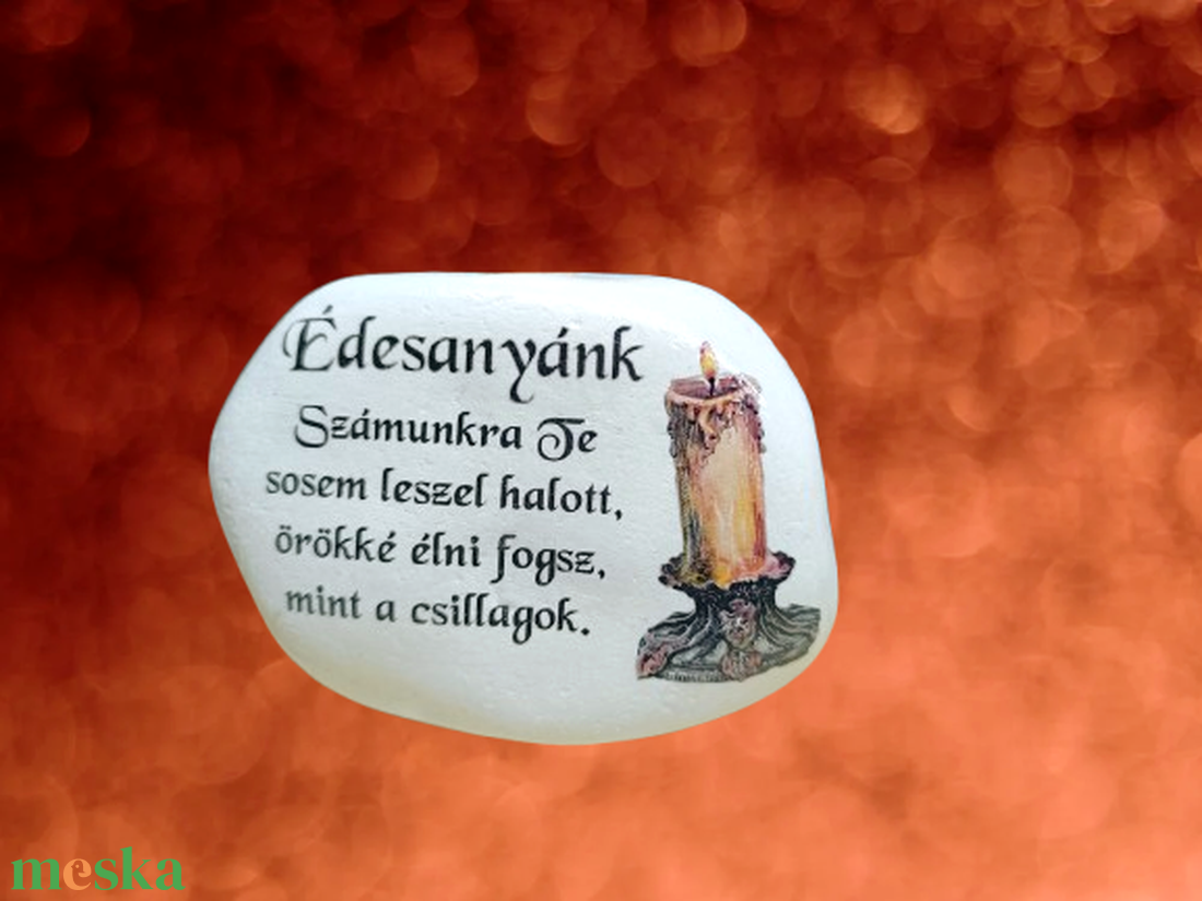 Temetői feliratos díszkő idézettel  - otthon & életmód - vallás - temetkezési tárgy - temetői gyertyák, mécsesek - Meska.hu