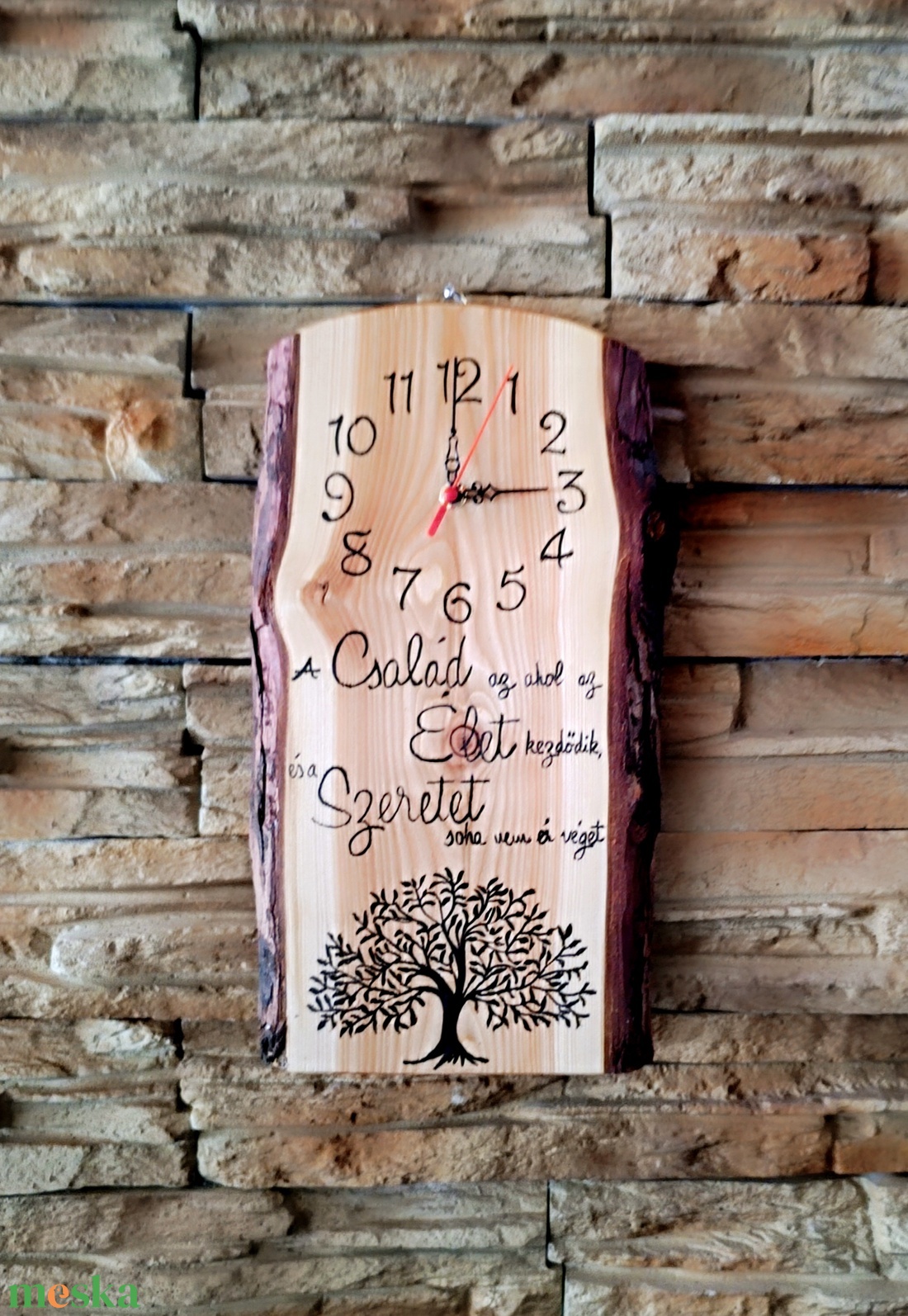 Egyedi, fából készült falióra életfával és idézettel  - otthon & életmód - dekoráció - fali és függő dekoráció - falióra & óra - Meska.hu
