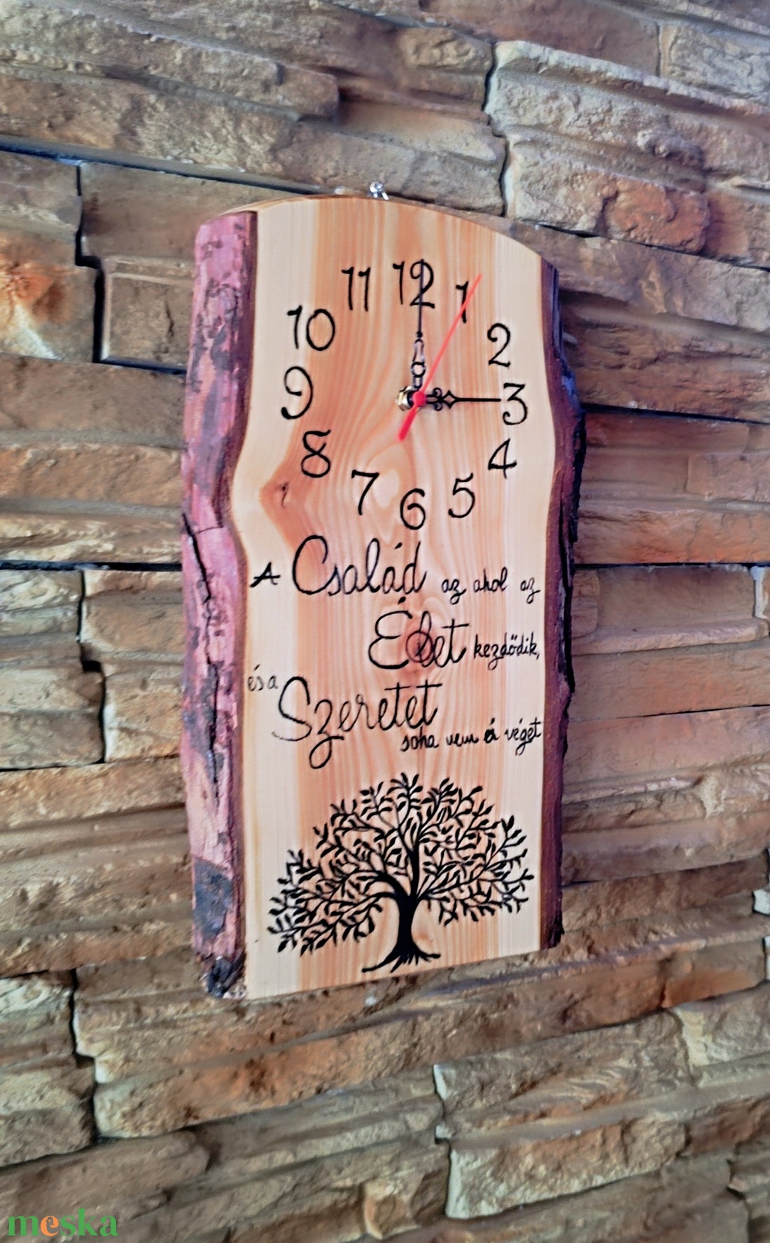 Egyedi, fából készült falióra életfával és idézettel  - otthon & életmód - dekoráció - fali és függő dekoráció - falióra & óra - Meska.hu