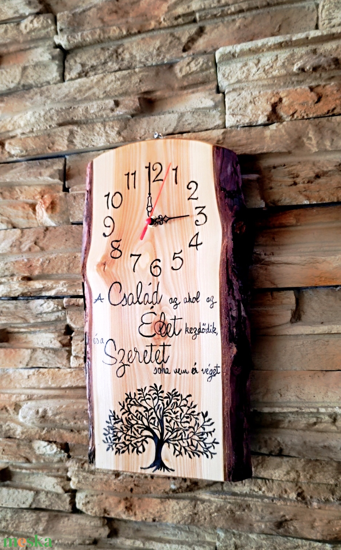 Egyedi, fából készült falióra életfával és idézettel  - otthon & életmód - dekoráció - fali és függő dekoráció - falióra & óra - Meska.hu