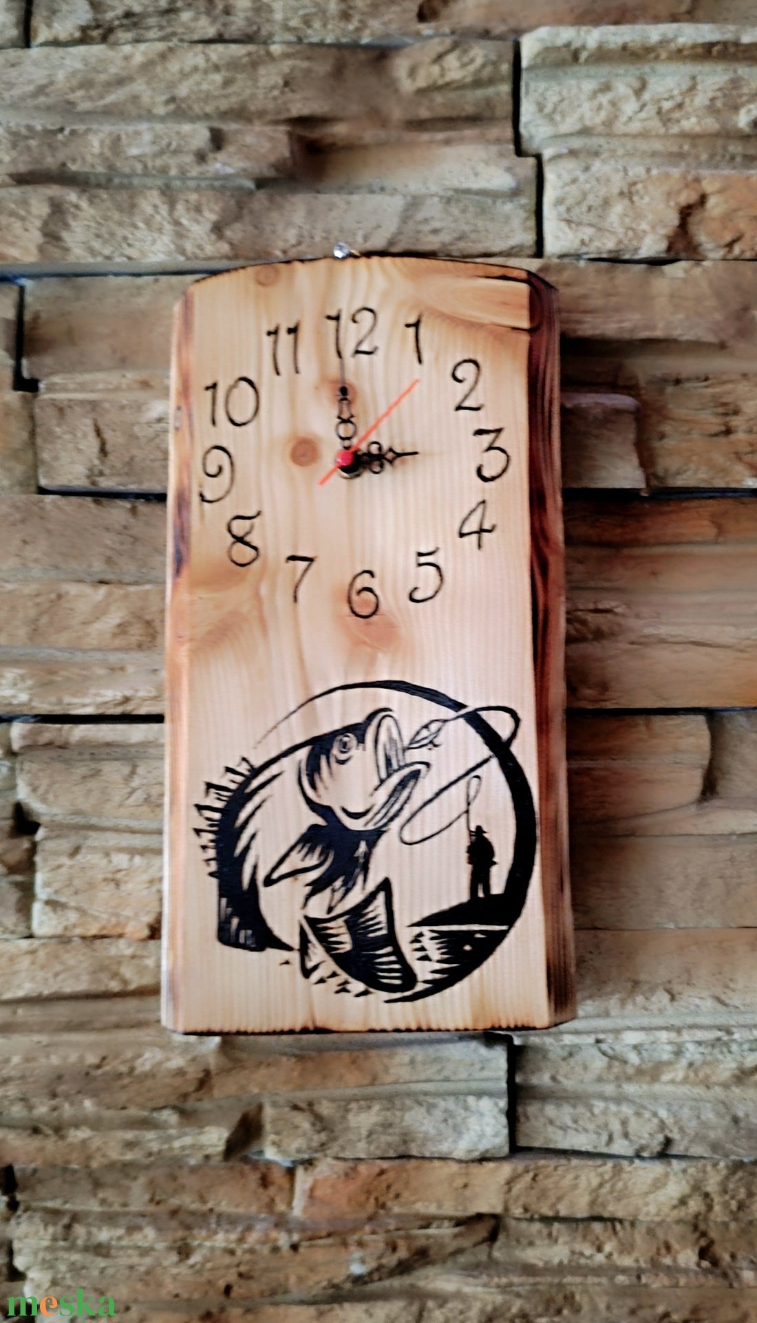 Fa falióra horgászok részére  - otthon & életmód - dekoráció - fali és függő dekoráció - falióra & óra - Meska.hu