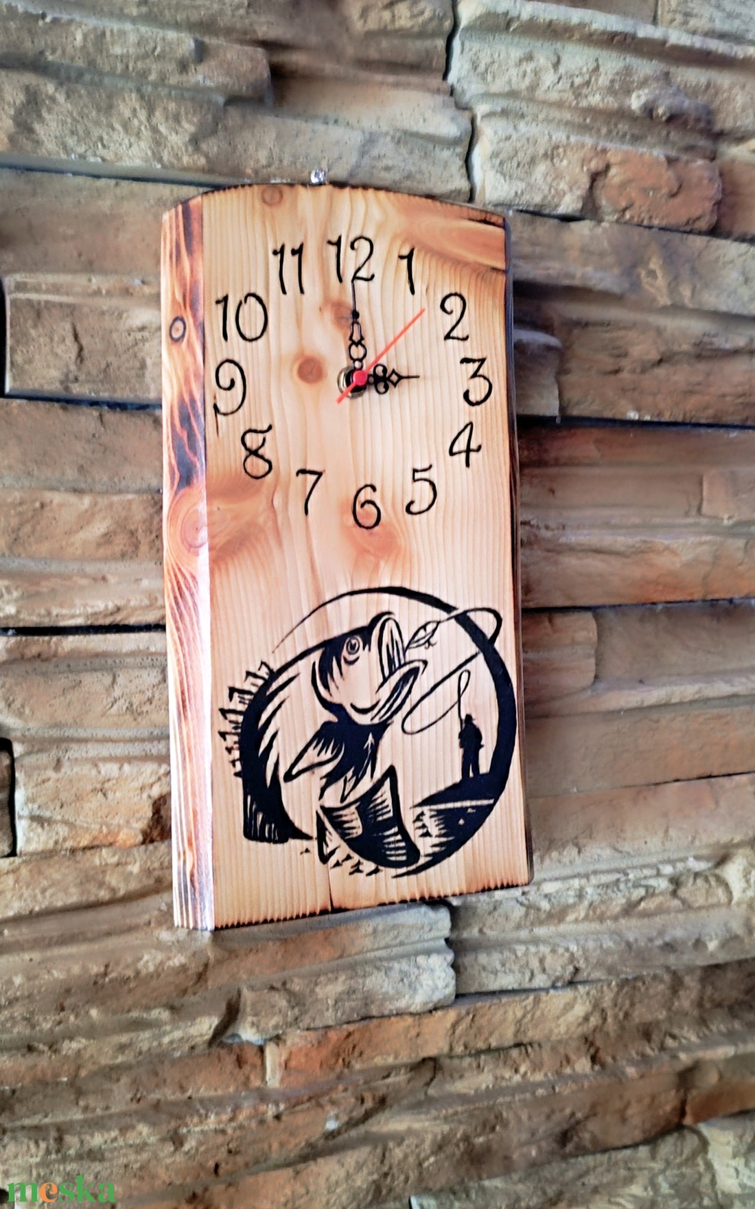 Fa falióra horgászok részére  - otthon & életmód - dekoráció - fali és függő dekoráció - falióra & óra - Meska.hu