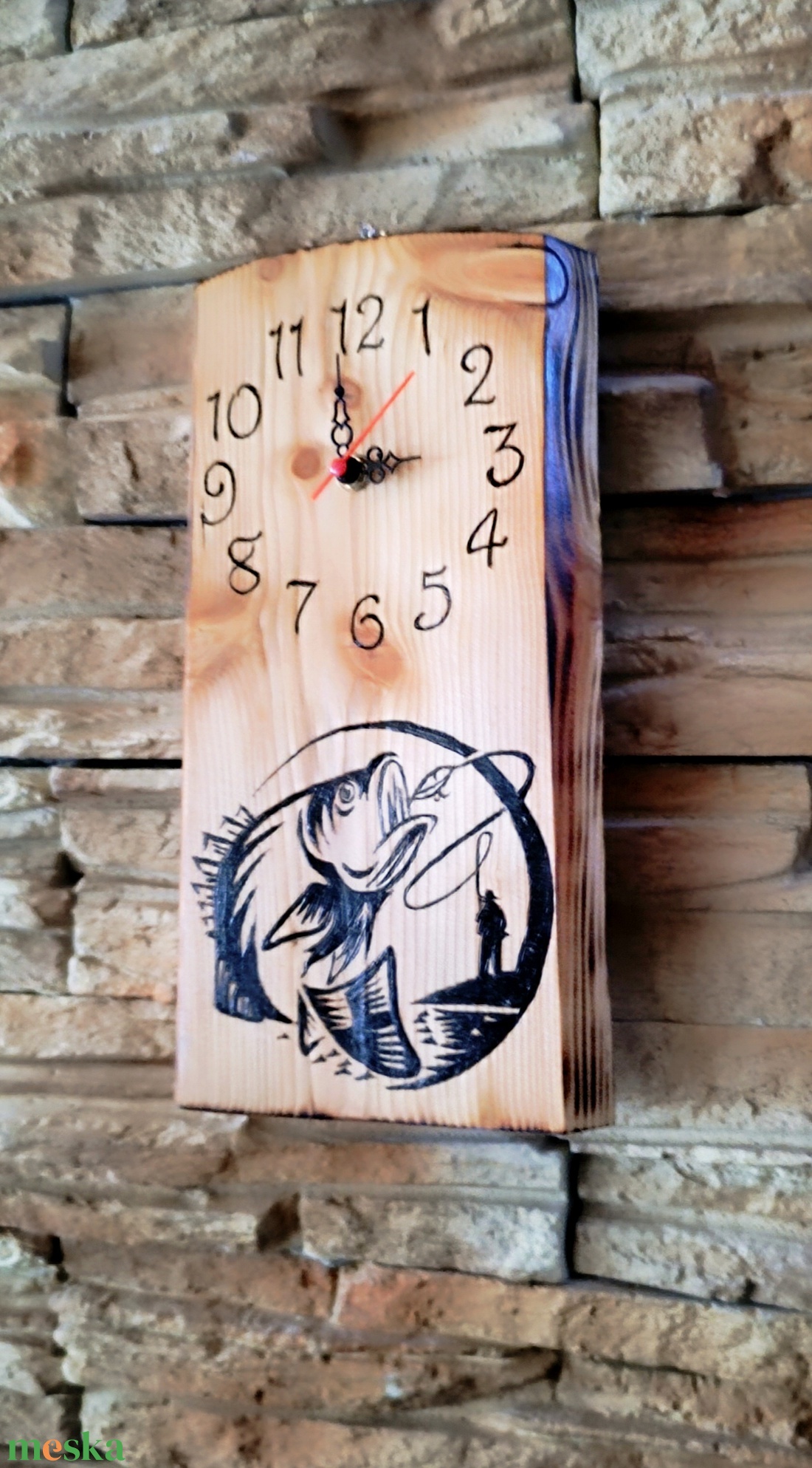Fa falióra horgászok részére  - otthon & életmód - dekoráció - fali és függő dekoráció - falióra & óra - Meska.hu