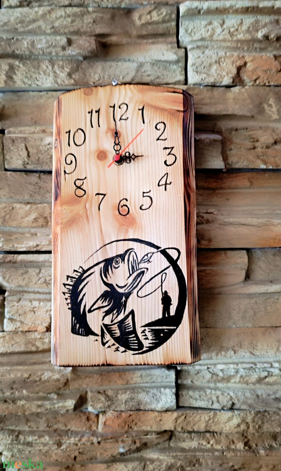 Fa falióra horgászok részére  - otthon & életmód - dekoráció - fali és függő dekoráció - falióra & óra - Meska.hu