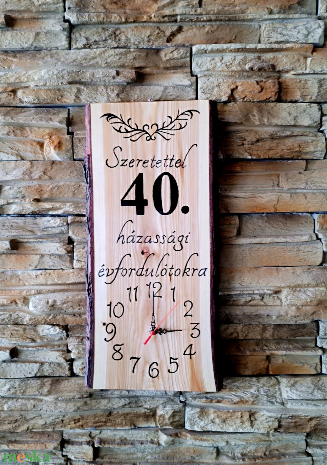 Fából készült falióra 40.házassági évforduló alkalmából  - otthon & életmód - dekoráció - fali és függő dekoráció - falióra & óra - Meska.hu