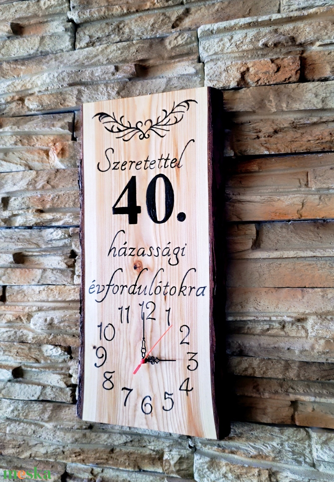 Fából készült falióra 40.házassági évforduló alkalmából  - otthon & életmód - dekoráció - fali és függő dekoráció - falióra & óra - Meska.hu