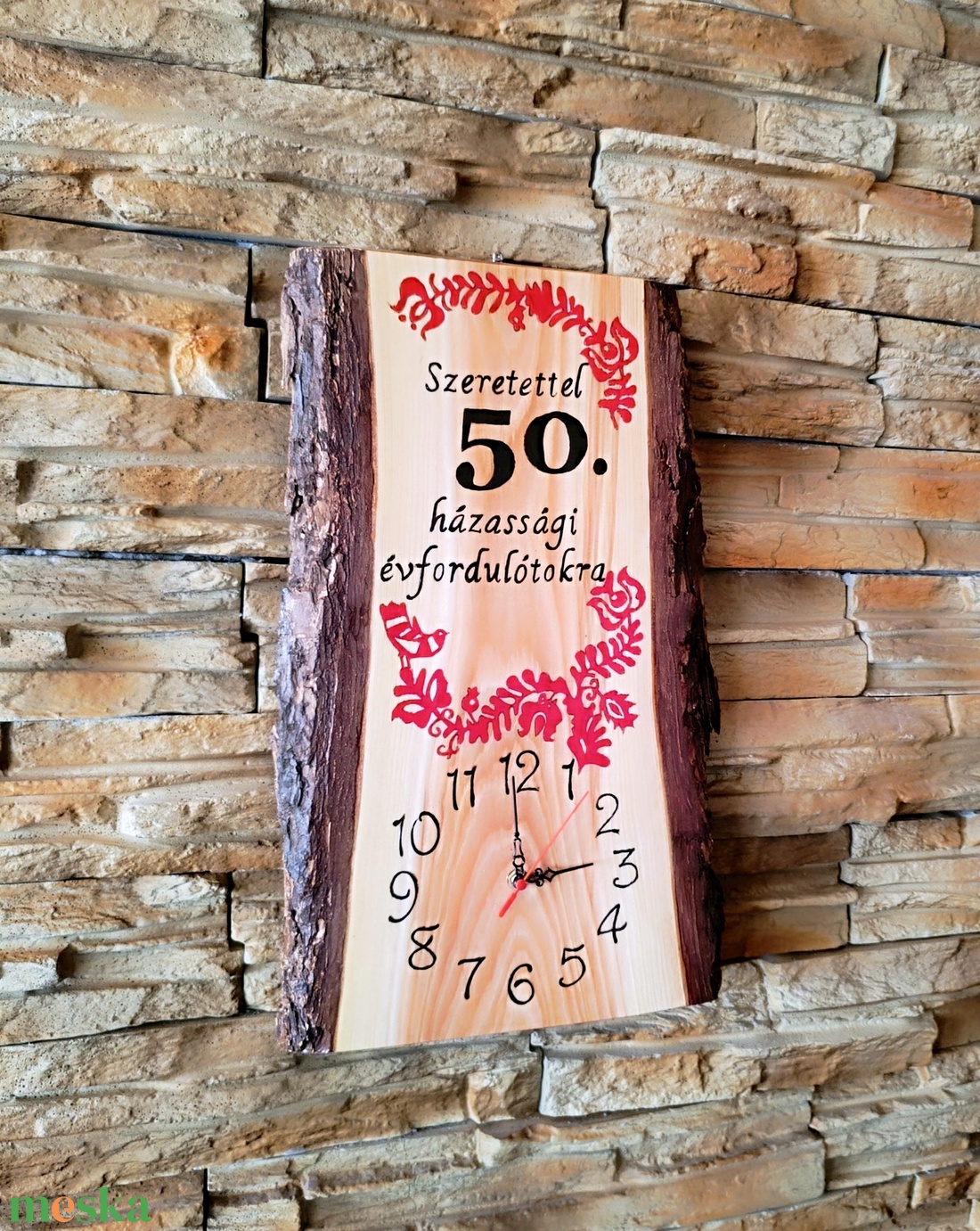 Fából készült falióra 50.házassági évforduló alkalmából  - otthon & életmód - dekoráció - fali és függő dekoráció - falióra & óra - Meska.hu
