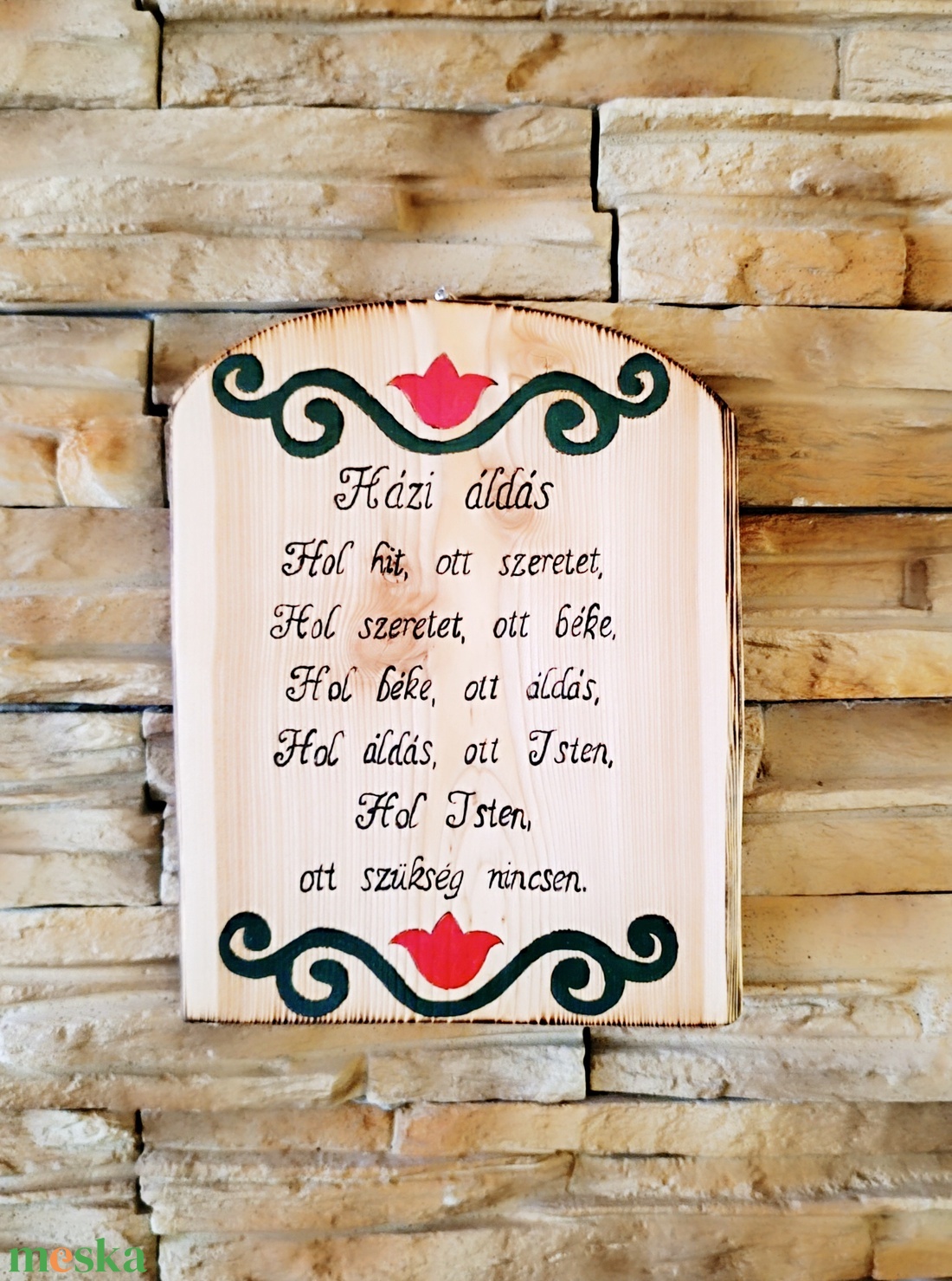 Házi áldás fa falikép virág mintával  - otthon & életmód - vallás - házi áldás - Meska.hu