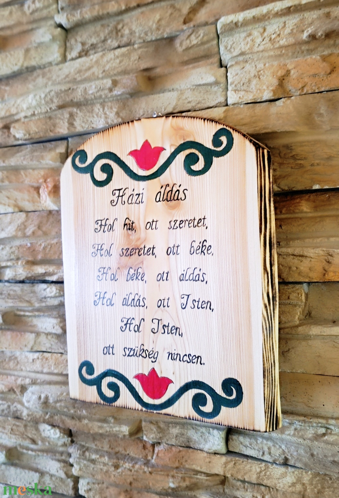 Házi áldás fa falikép virág mintával  - otthon & életmód - vallás - házi áldás - Meska.hu