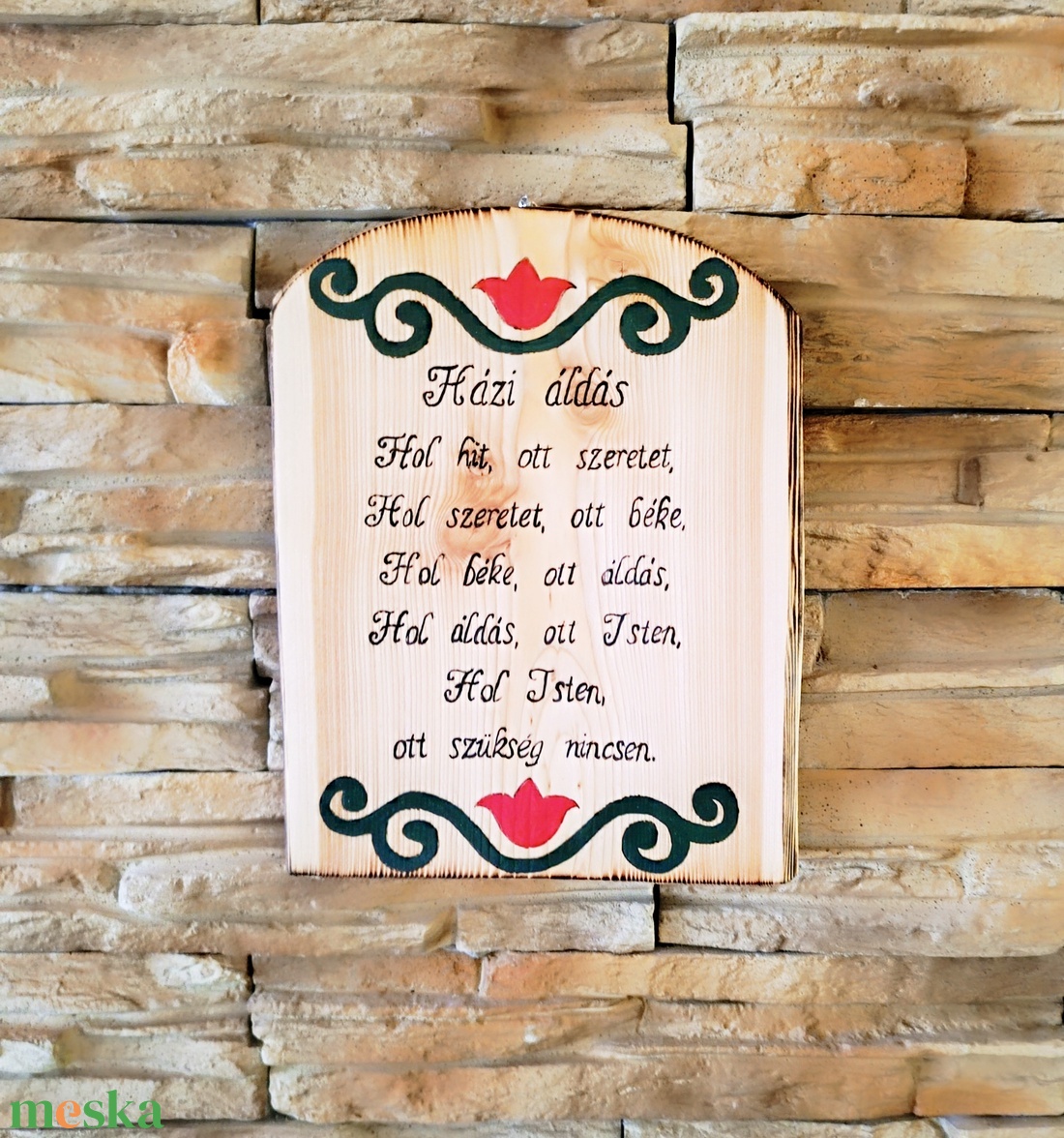 Házi áldás fa falikép virág mintával  - otthon & életmód - vallás - házi áldás - Meska.hu