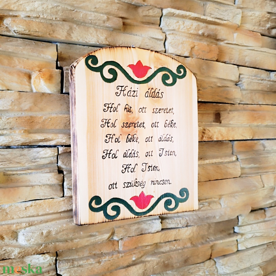 Házi áldás fa falikép virág mintával  - otthon & életmód - vallás - házi áldás - Meska.hu