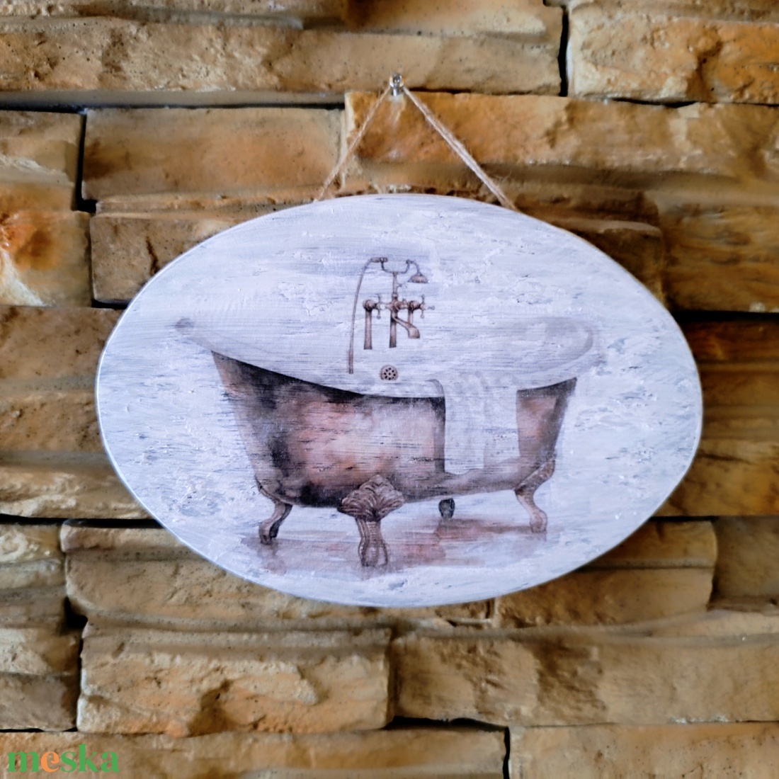 Vintage stílusú fürdőszoba tábla  - otthon & életmód - fürdőszoba - fürdőszobai dekoráció - Meska.hu