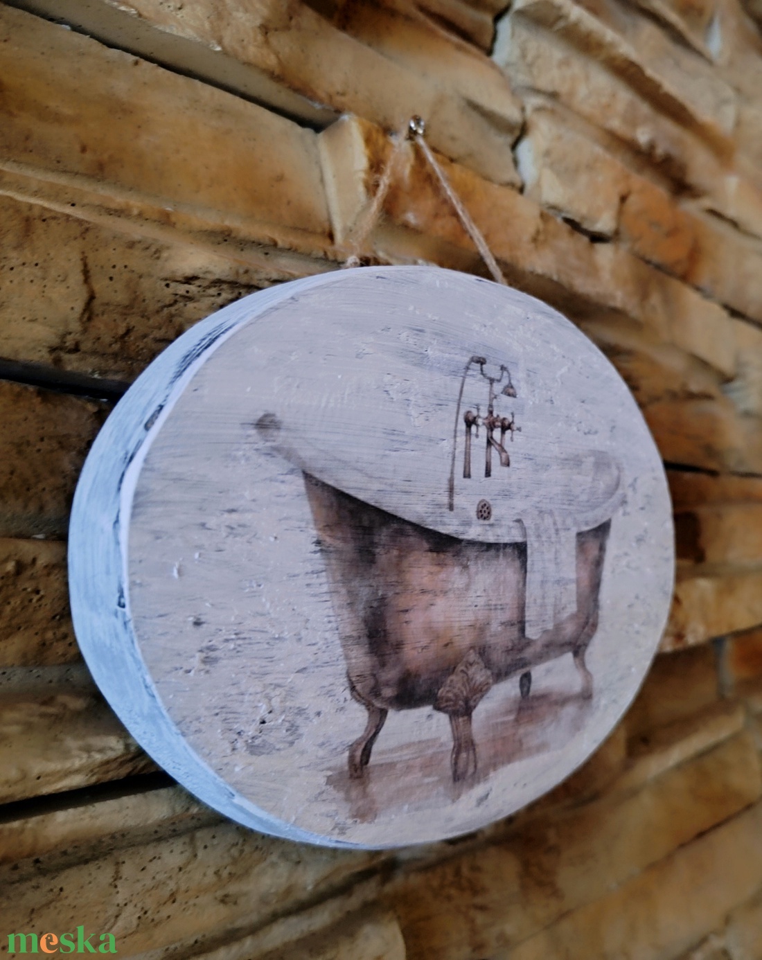 Vintage stílusú fürdőszoba tábla  - otthon & életmód - fürdőszoba - fürdőszobai dekoráció - Meska.hu