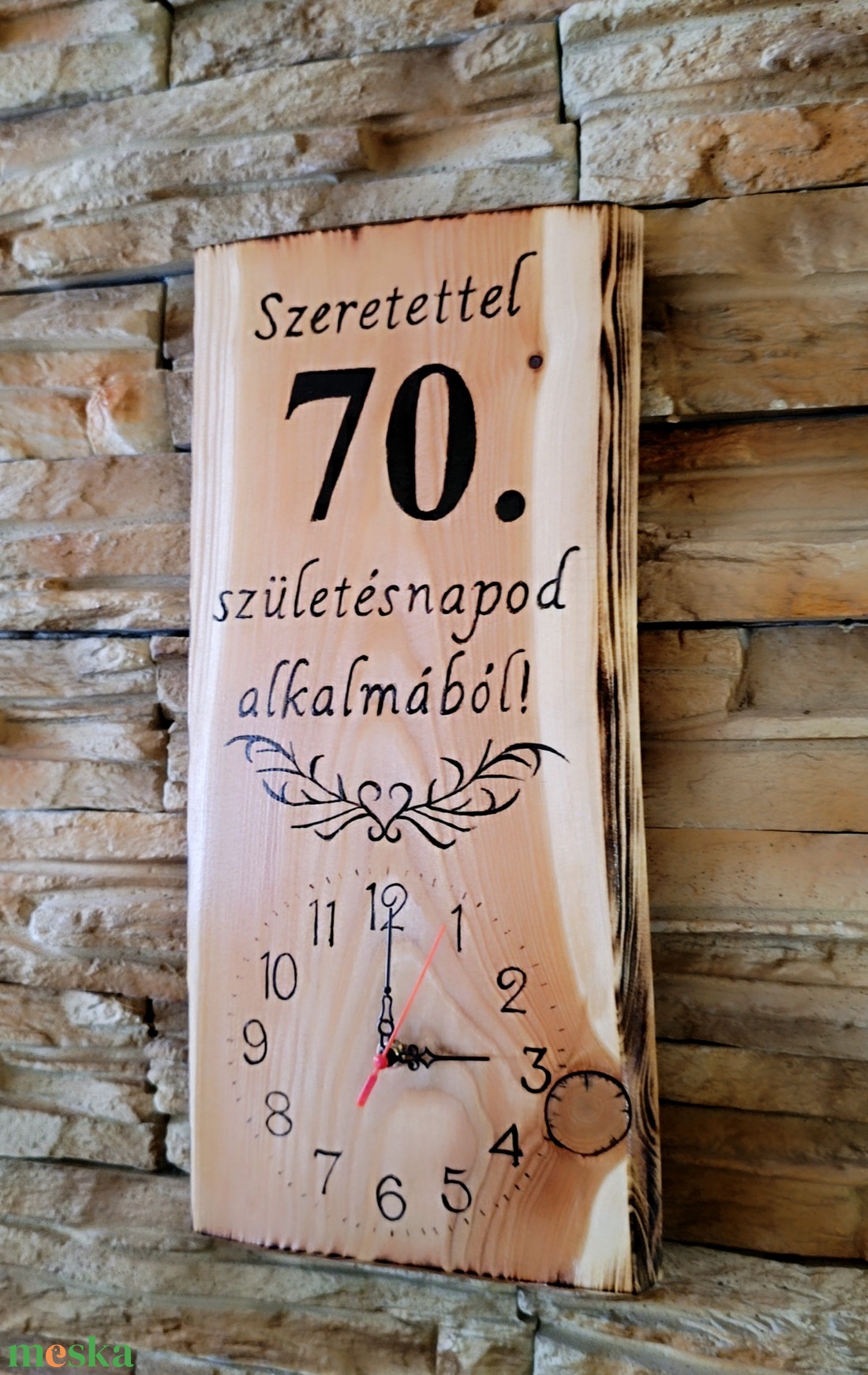 Fából készült falióra 70.születésnap alkalmából  - otthon & életmód - dekoráció - fali és függő dekoráció - falióra & óra - Meska.hu