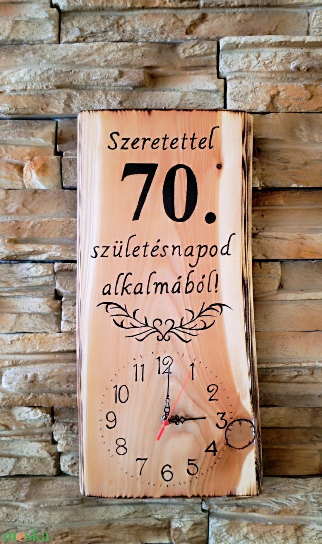 Fából készült falióra 70.születésnap alkalmából  - otthon & életmód - dekoráció - fali és függő dekoráció - falióra & óra - Meska.hu