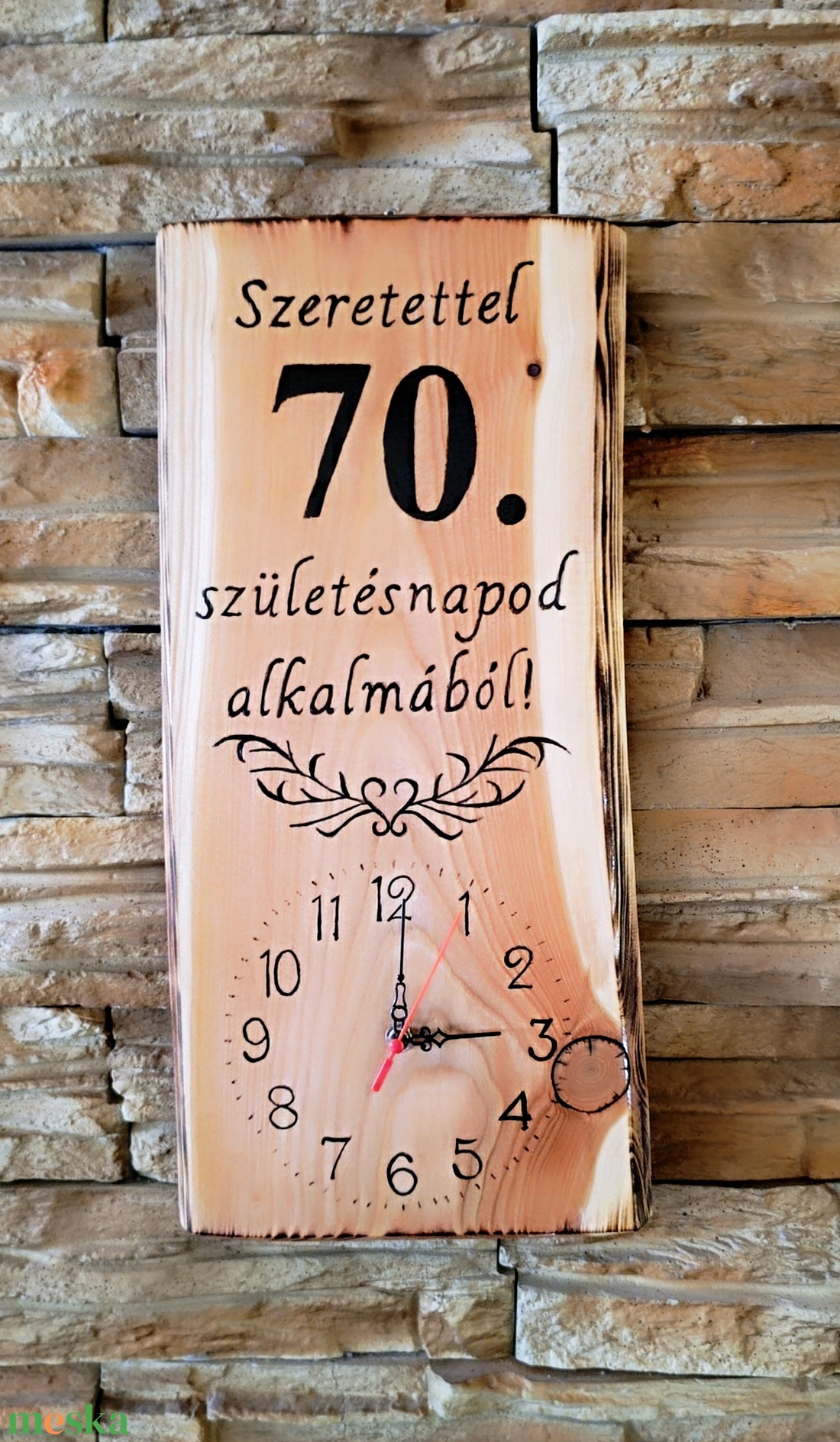 Fából készült falióra 70.születésnap alkalmából  - otthon & életmód - dekoráció - fali és függő dekoráció - falióra & óra - Meska.hu