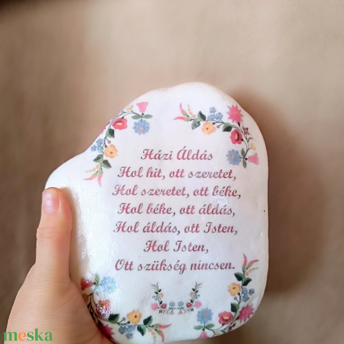 Házi Áldás  nagyméretű fehér díszkő - otthon & életmód - vallás - házi áldás - Meska.hu