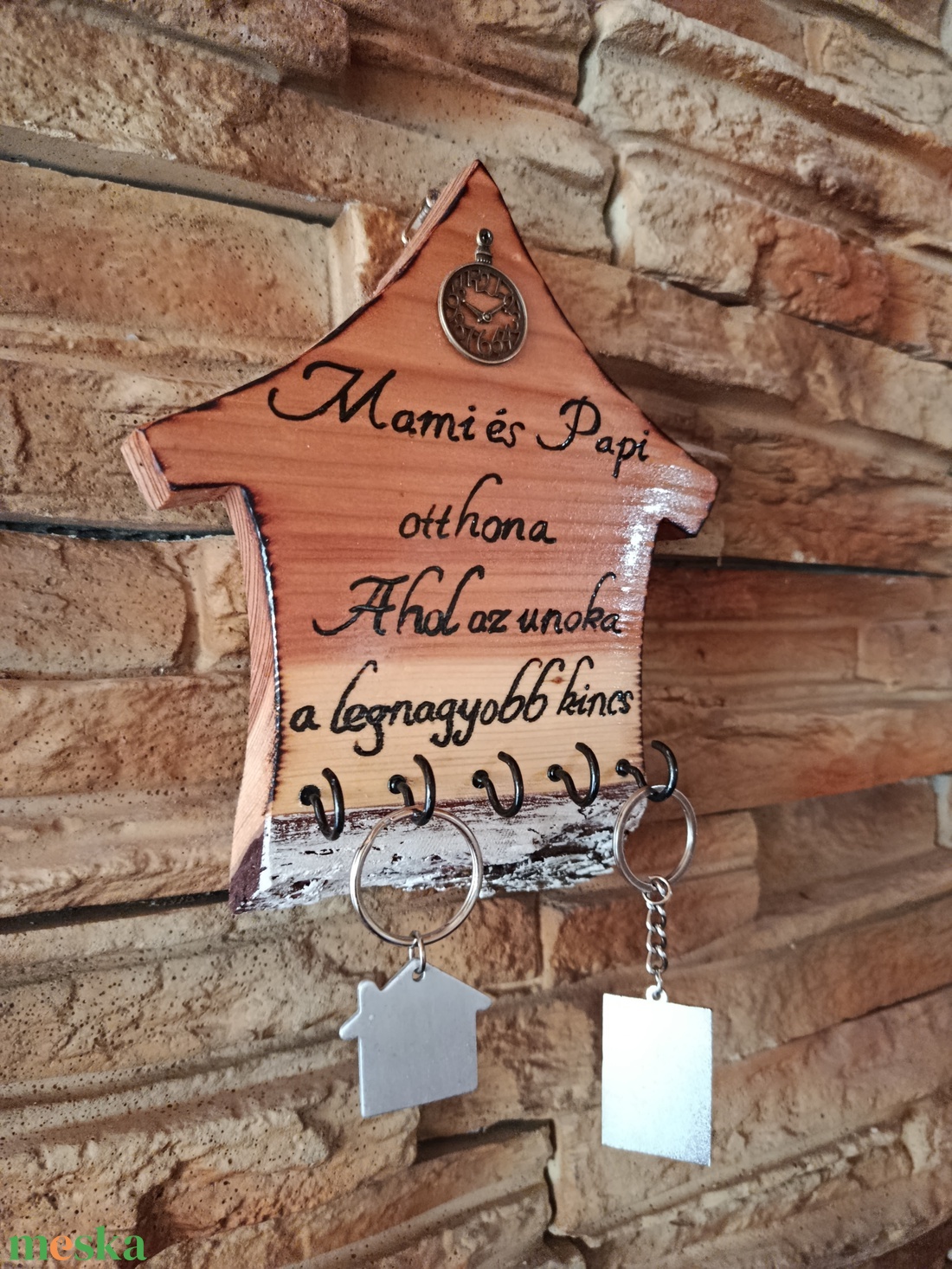 Mami és Papi otthona Ahol az unoka a legnagyobb kincs Fa fali kulcstartó  - otthon & életmód - dekoráció - fali és függő dekoráció - fali kulcstartó - Meska.hu
