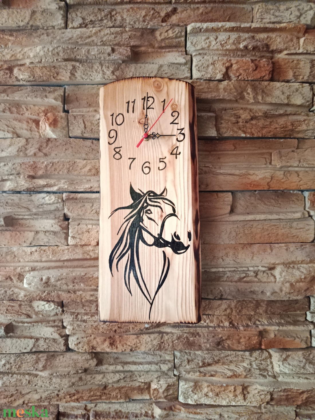 Fából készült lovas falióra  - otthon & életmód - dekoráció - fali és függő dekoráció - falióra & óra - Meska.hu