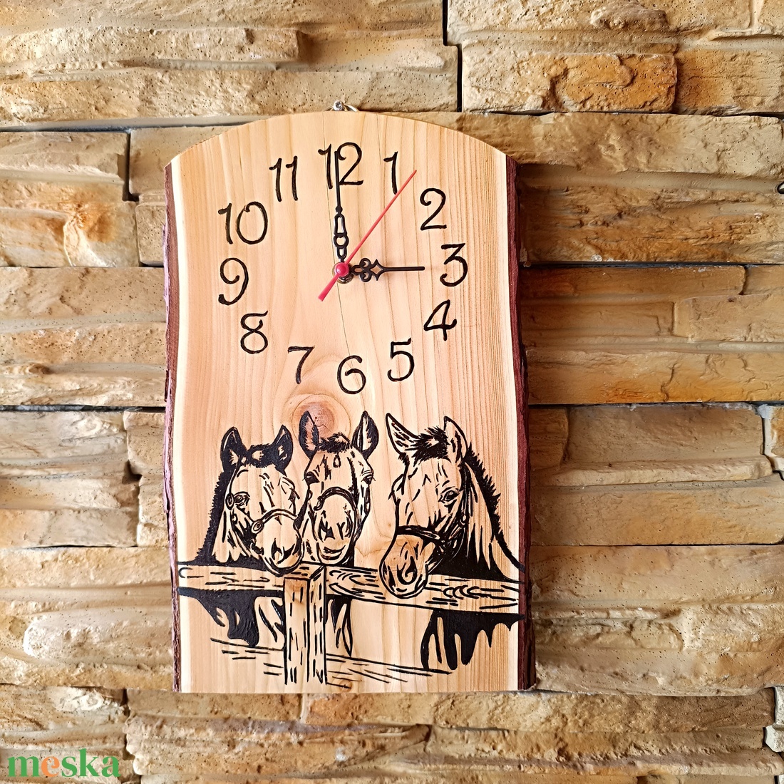 3 lovas fa falióra  - otthon & életmód - dekoráció - fali és függő dekoráció - falióra & óra - Meska.hu