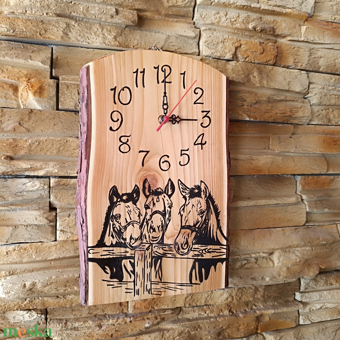 3 lovas fa falióra  - otthon & életmód - dekoráció - fali és függő dekoráció - falióra & óra - Meska.hu
