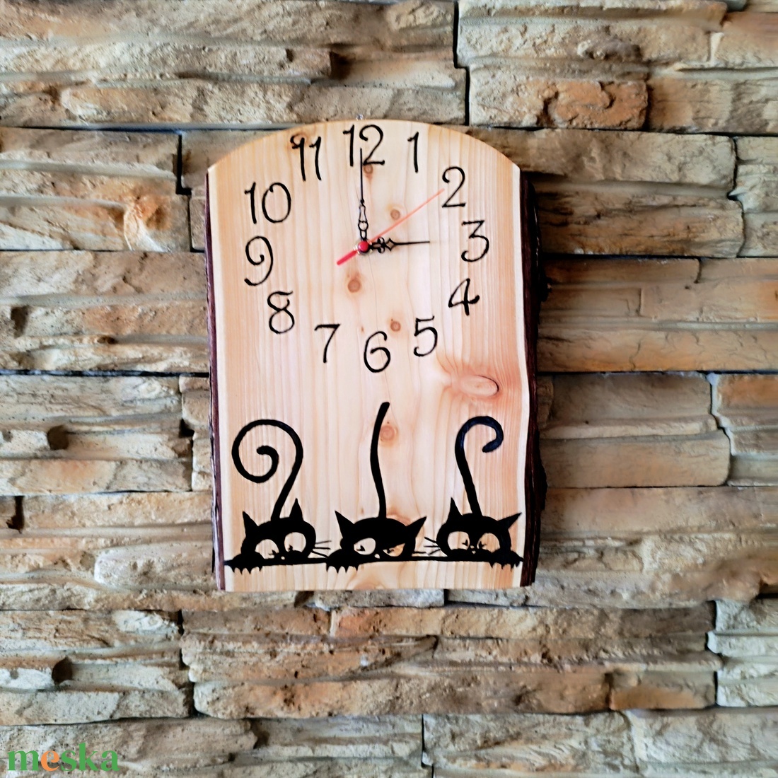 Három fekete cica falióra  - otthon & életmód - dekoráció - fali és függő dekoráció - falióra & óra - Meska.hu