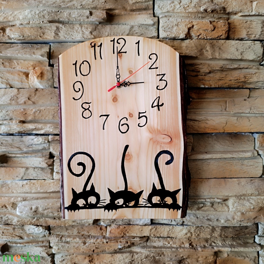 Három fekete cica falióra  - otthon & életmód - dekoráció - fali és függő dekoráció - falióra & óra - Meska.hu