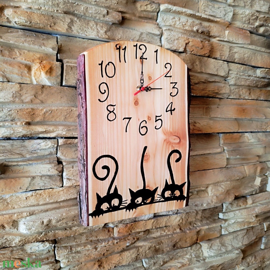 Három fekete cica falióra  - otthon & életmód - dekoráció - fali és függő dekoráció - falióra & óra - Meska.hu