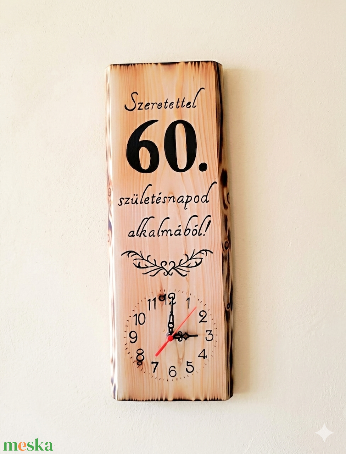 Kézműves ajándék fa falióra 60. születésnapra - otthon & életmód - dekoráció - fali és függő dekoráció - falióra & óra - Meska.hu