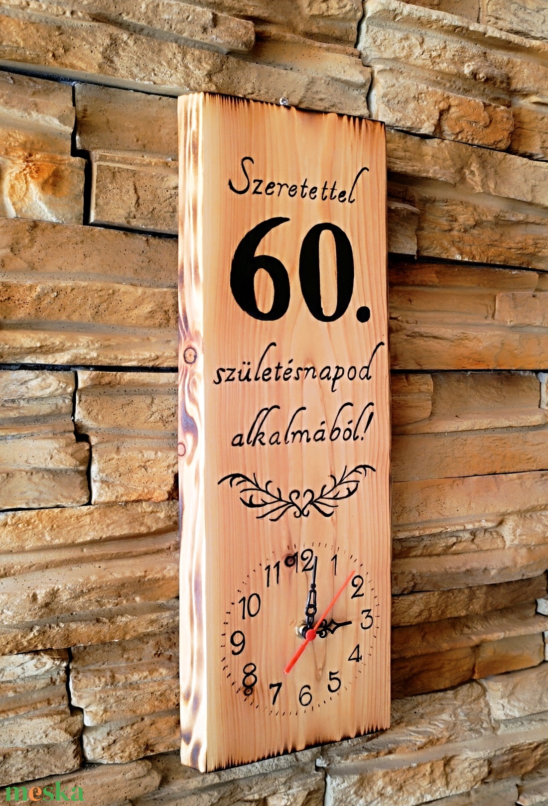 Kézműves ajándék fa falióra 60. születésnapra - otthon & életmód - dekoráció - fali és függő dekoráció - falióra & óra - Meska.hu