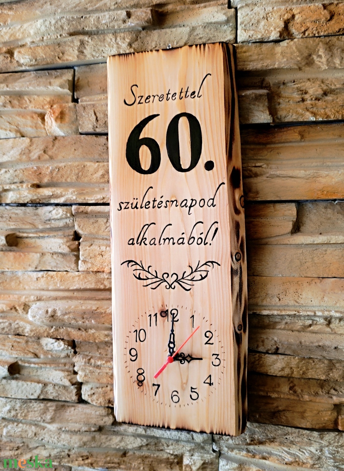 Kézműves ajándék fa falióra 60. születésnapra - otthon & életmód - dekoráció - fali és függő dekoráció - falióra & óra - Meska.hu