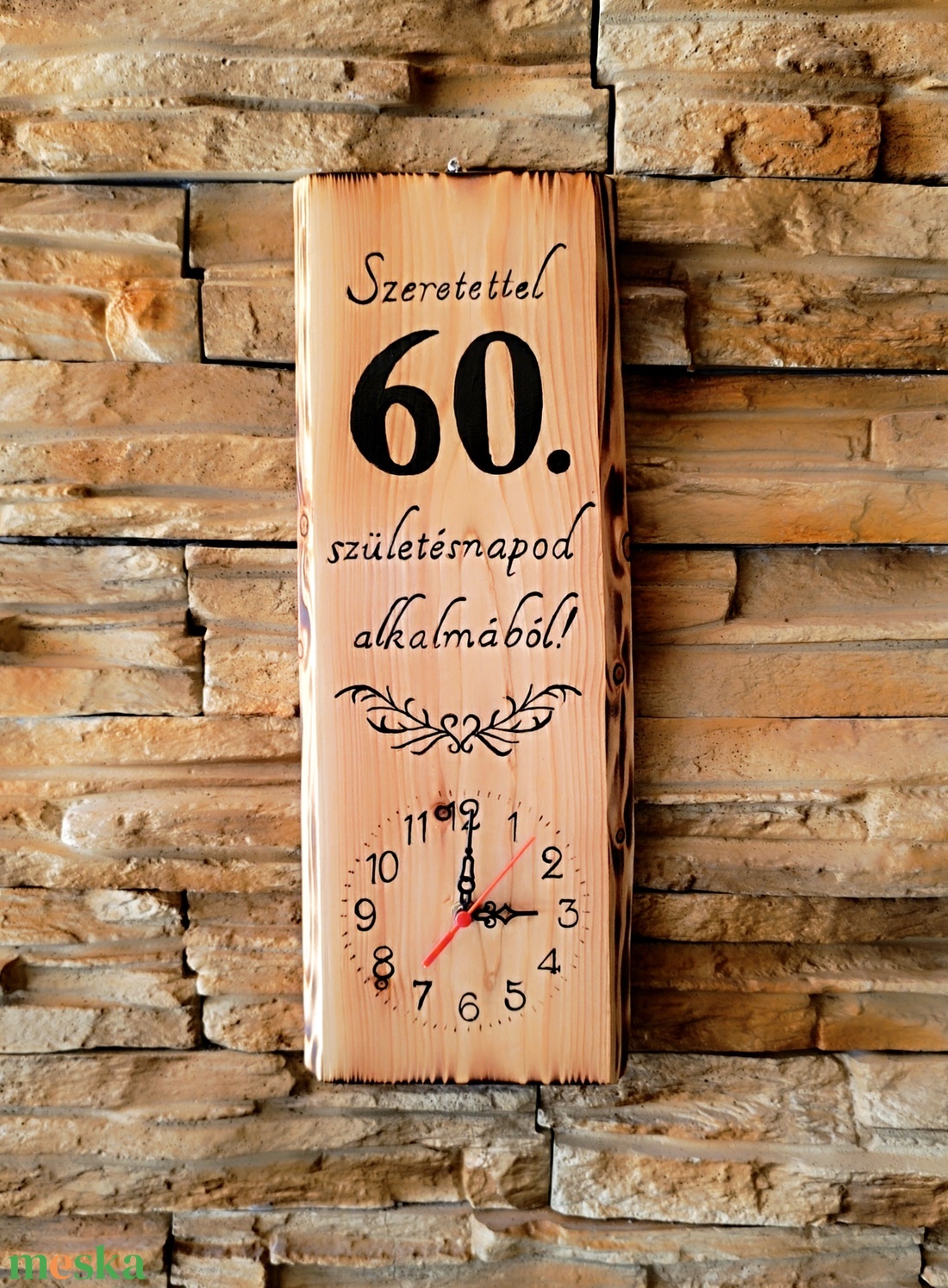 Kézműves ajándék fa falióra 60. születésnapra - otthon & életmód - dekoráció - fali és függő dekoráció - falióra & óra - Meska.hu