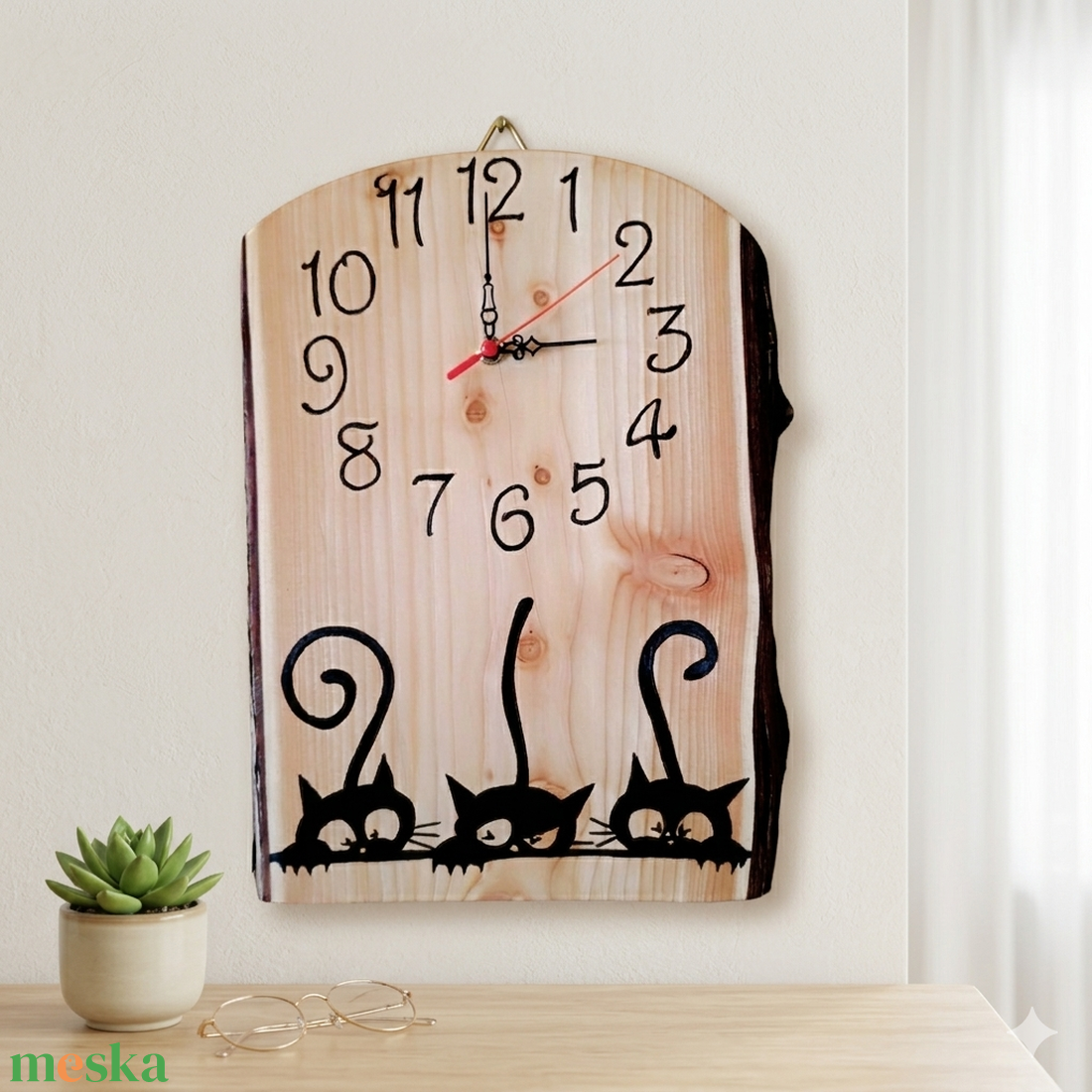 Három fekete cica falióra  - otthon & életmód - dekoráció - fali és függő dekoráció - falióra & óra - Meska.hu